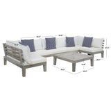 SAFAVIEH Egea 5-Piece Outdoor Solid Wood Sectional Conversation Set - 55W x 27D x 29H