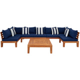 SAFAVIEH Egea 5-Piece Outdoor Solid Wood Sectional Conversation Set - 55W x 27D x 29H