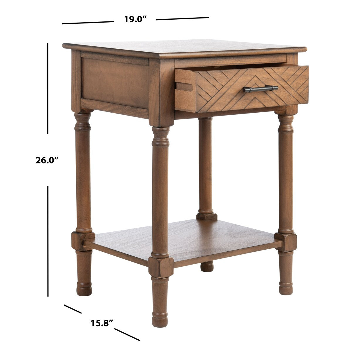 SAFAVIEH Eilish 1-Drawer 1-Shelf Accent Table - 19" W x 15.8" L x 26" H - 19Wx16Dx26H