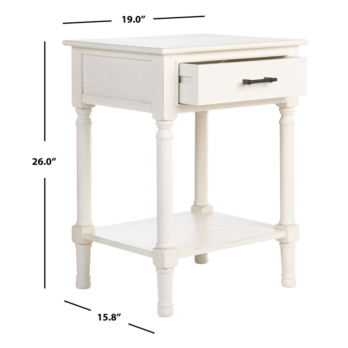 SAFAVIEH Eilish 1-Drawer 1-Shelf Accent Table - 19" W x 15.8" L x 26" H - 19Wx16Dx26H