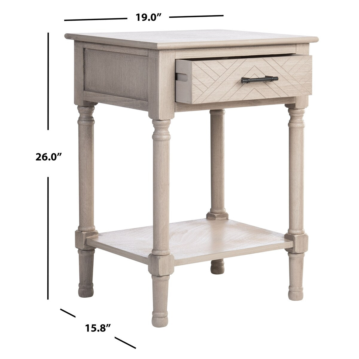 SAFAVIEH Eilish 1-Drawer 1-Shelf Accent Table - 19" W x 15.8" L x 26" H - 19Wx16Dx26H