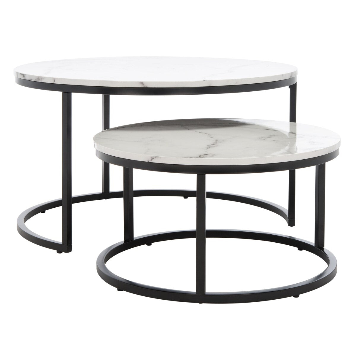 SAFAVIEH Elberta 2 Round Nesting Coffee Table - 43" L x 36" D x 18" H - 32Wx32Dx18H