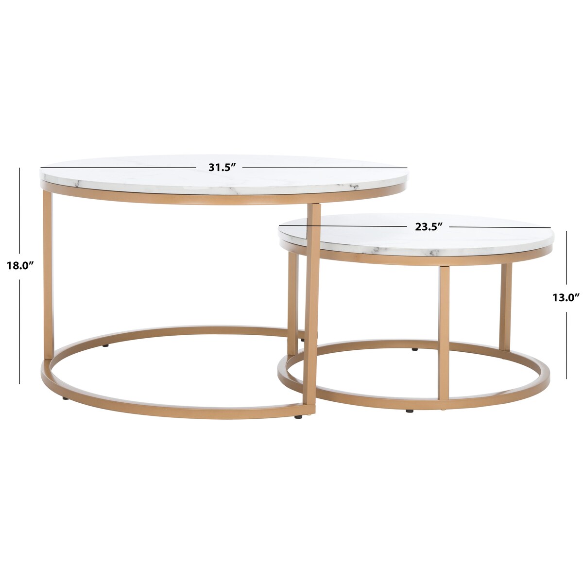 SAFAVIEH Elberta 2 Round Nesting Coffee Table - 43" L x 36" D x 18" H - 32Wx32Dx18H