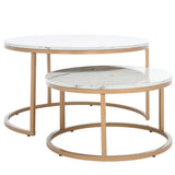 SAFAVIEH Elberta 2 Round Nesting Coffee Table - 43" L x 36" D x 18" H - 32Wx32Dx18H