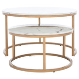 SAFAVIEH Elberta 2 Round Nesting Coffee Table - 43" L x 36" D x 18" H - 32Wx32Dx18H