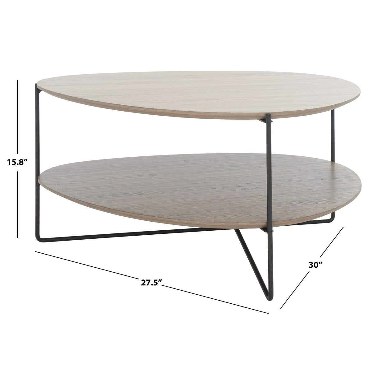 SAFAVIEH Elfie Modern 2-Tier Coffee Table - 30 In. W x 28 In. D x 16 In. H - 30Wx28Dx16H