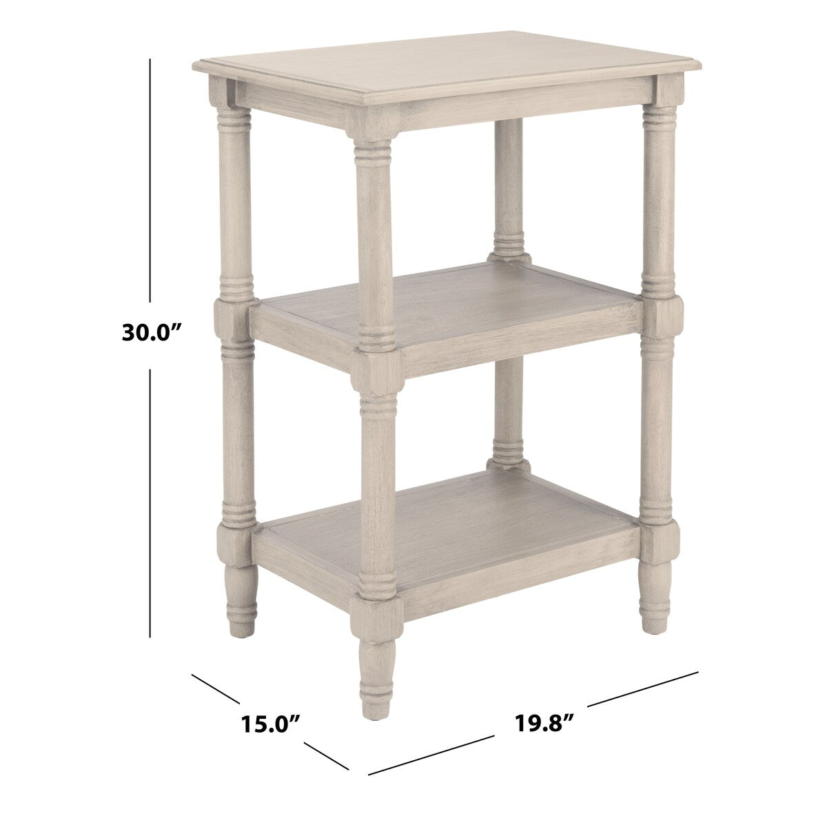 SAFAVIEH Elmira 3-Shelf Accent Table - 19.8" W x 15" L x 30" H - 20Wx15Dx30H