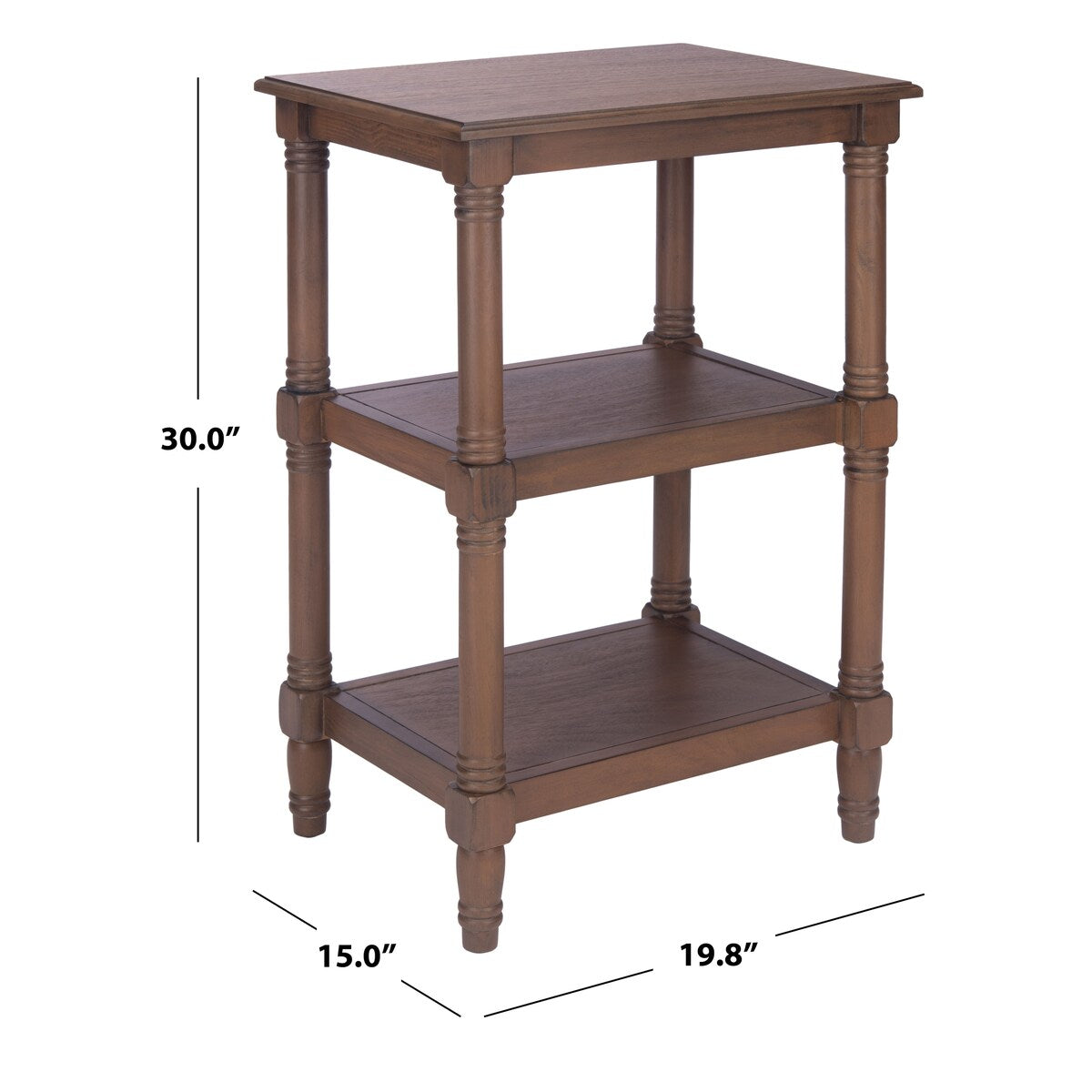 SAFAVIEH Elmira 3-Shelf Accent Table - 19.8" W x 15" L x 30" H - 20Wx15Dx30H