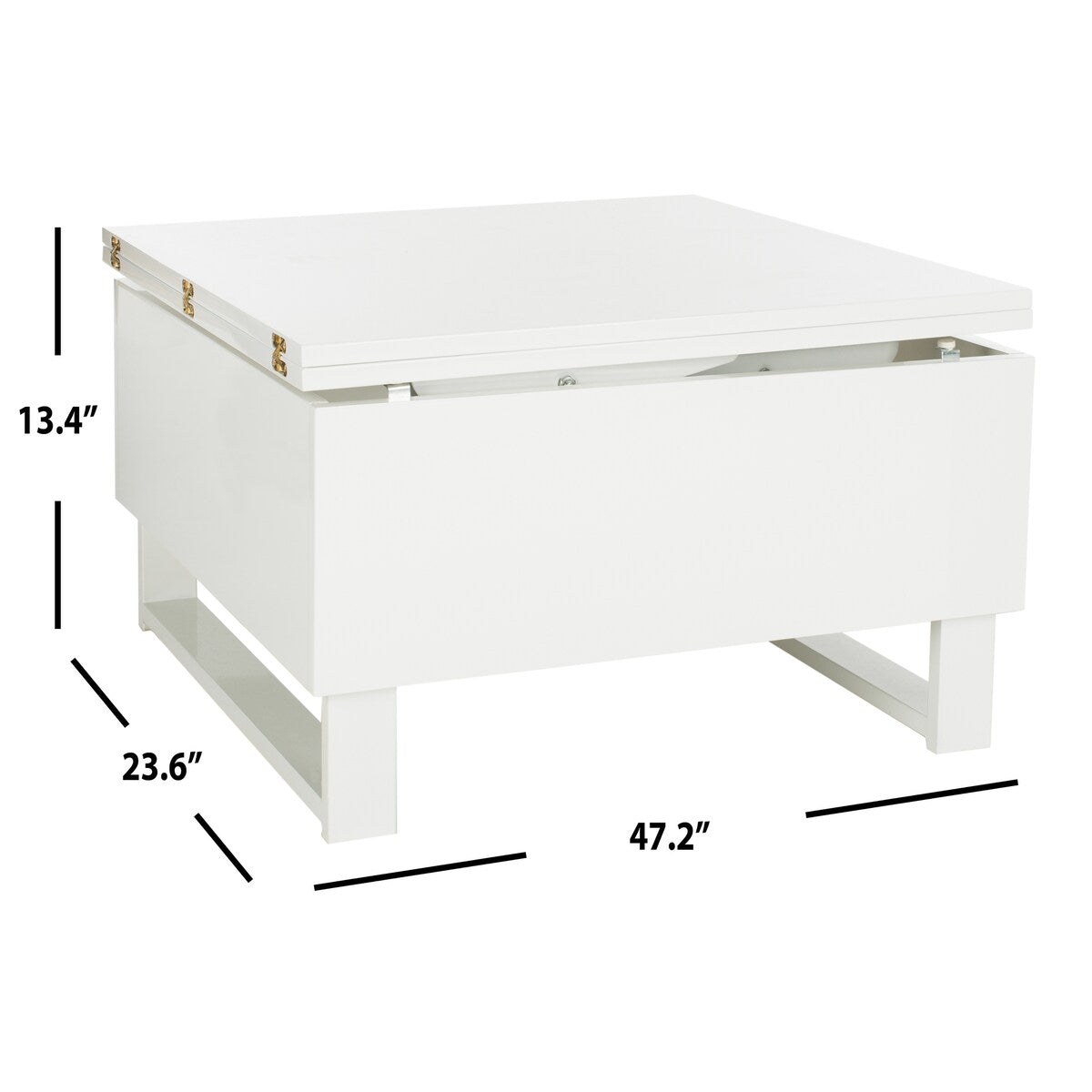 SAFAVIEH Enriqueta White Lift-Top Coffee Table - 27.6" x 27.6" x 19.1" - 28Wx28Dx19H