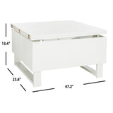 SAFAVIEH Enriqueta White Lift-Top Coffee Table - 27.6" x 27.6" x 19.1" - 28Wx28Dx19H