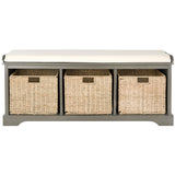 SAFAVIEH Eola Grey/ White Storage Bench - 47" x 16.1" x 19.9" - 47Wx16Dx20H