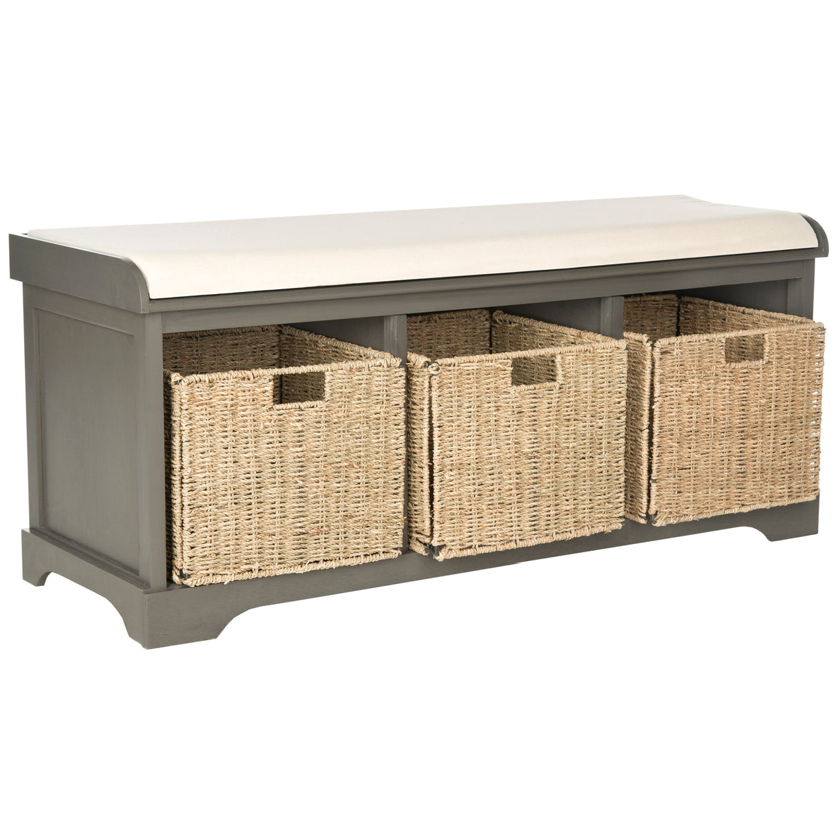 SAFAVIEH Eola Grey/ White Storage Bench - 47" x 16.1" x 19.9" - 47Wx16Dx20H