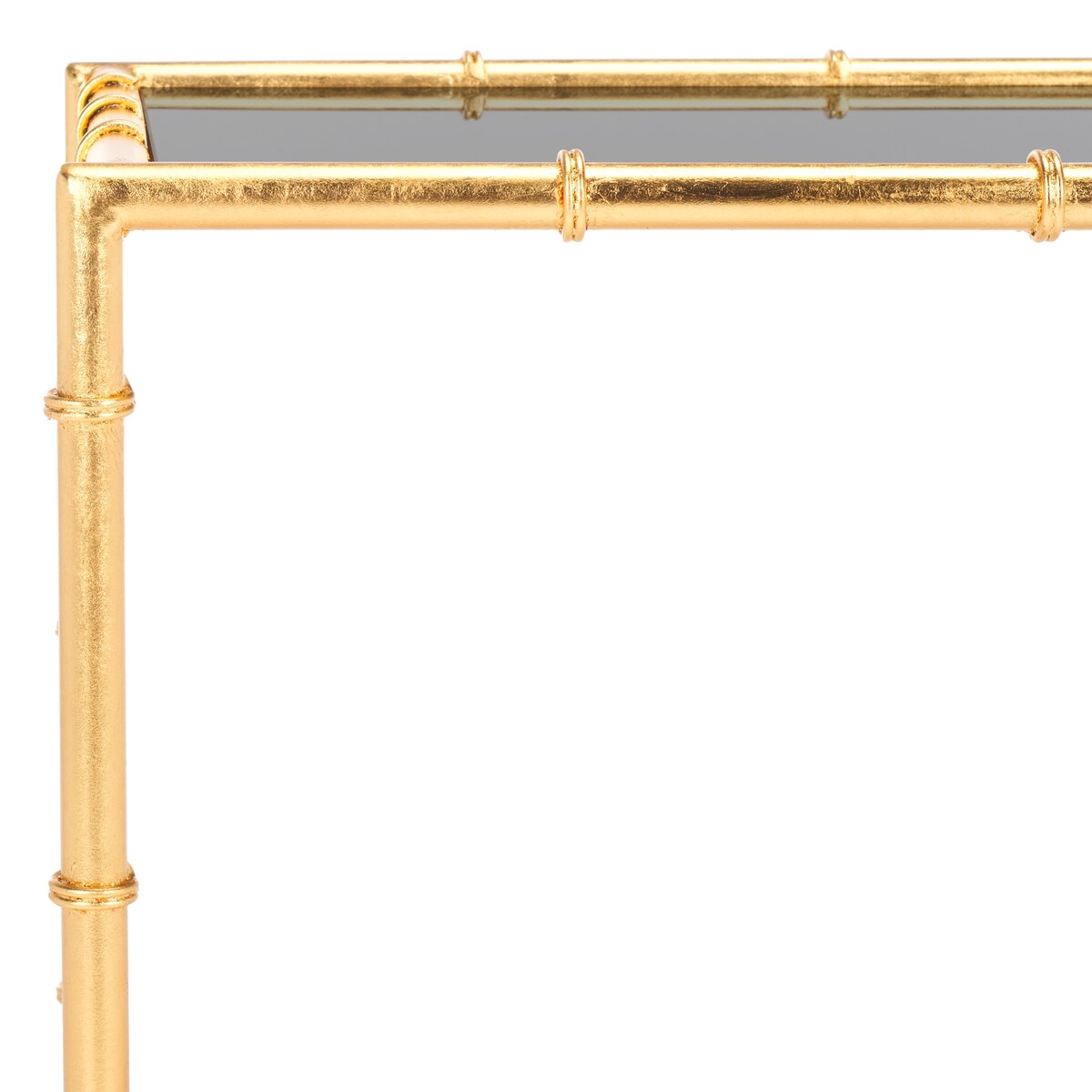 SAFAVIEH Erlinda Hidden Treasures Black Mirrored Glass Gold Accent Table - 23" x 13.7" x 21.1" - 23Wx14Dx21H