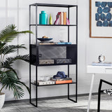 SAFAVIEH Ernestina 31.5"W Black Storage Bookshelf - 31.5" x 13.8" x 70.9" - 32Wx14Dx71H