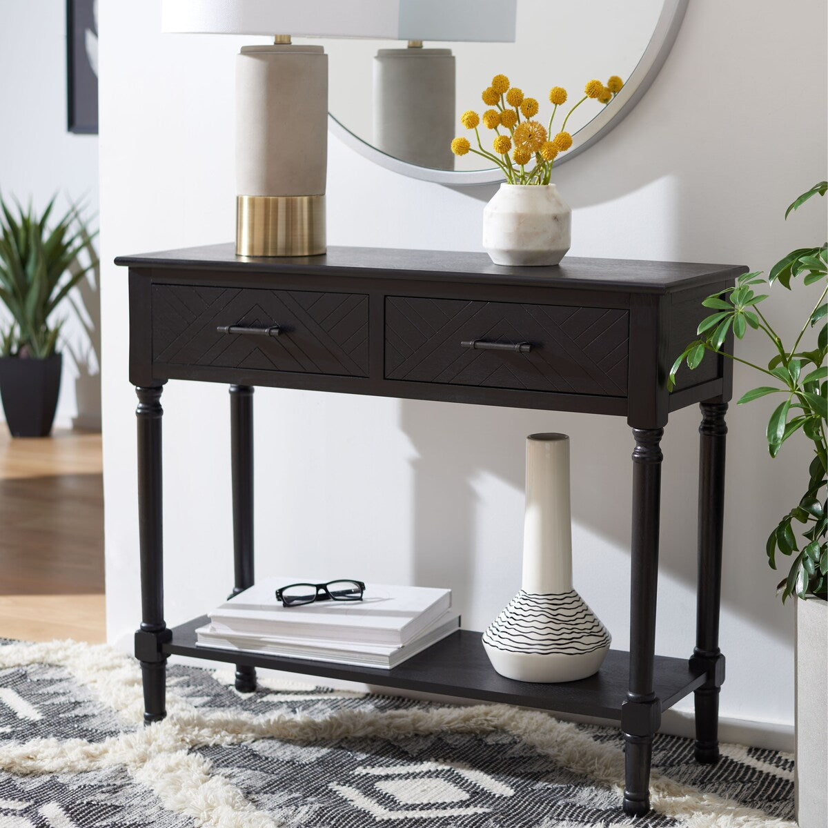 SAFAVIEH Eryka 2-Drawer Console Table - 35.5" W x 13" L x 29.5" H - 36Wx13Dx30H