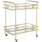 SAFAVIEH Estelina 2-Tier Bar Cart - 28.5 In. W x 18.5 In. D x 34 In. H - 29Wx19Dx34H