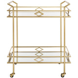 SAFAVIEH Estelina 2-Tier Bar Cart - 28.5 In. W x 18.5 In. D x 34 In. H - 29Wx19Dx34H