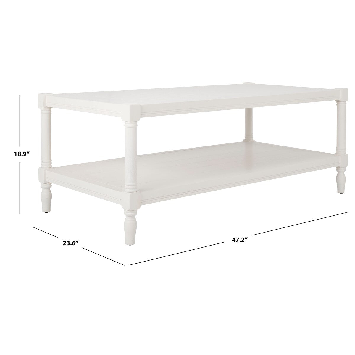 SAFAVIEH Eudora White Coffee Table - 47.2" x 23.6" x 18.9" - 47Wx24Dx19H