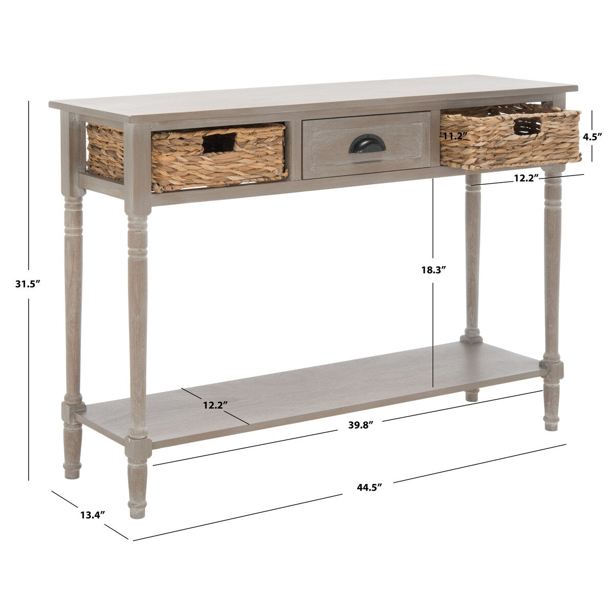 SAFAVIEH Evalena Distressed Black Console Storage Table - 44.5" x 13.4" x 31.5" - 45Wx13Dx32H