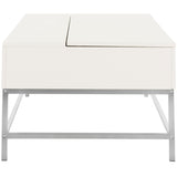 SAFAVIEH Evangelina White Chrome Lift-Top Coffee Table - 50" W x 26" L x 17.8" - 21.3" H - 50Wx26Dx18H