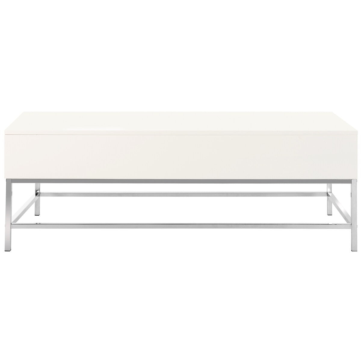 SAFAVIEH Evangelina White Chrome Lift-Top Coffee Table - 50" W x 26" L x 17.8" - 21.3" H - 50Wx26Dx18H