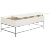 SAFAVIEH Evangelina White Chrome Lift-Top Coffee Table - 50" W x 26" L x 17.8" - 21.3" H - 50Wx26Dx18H