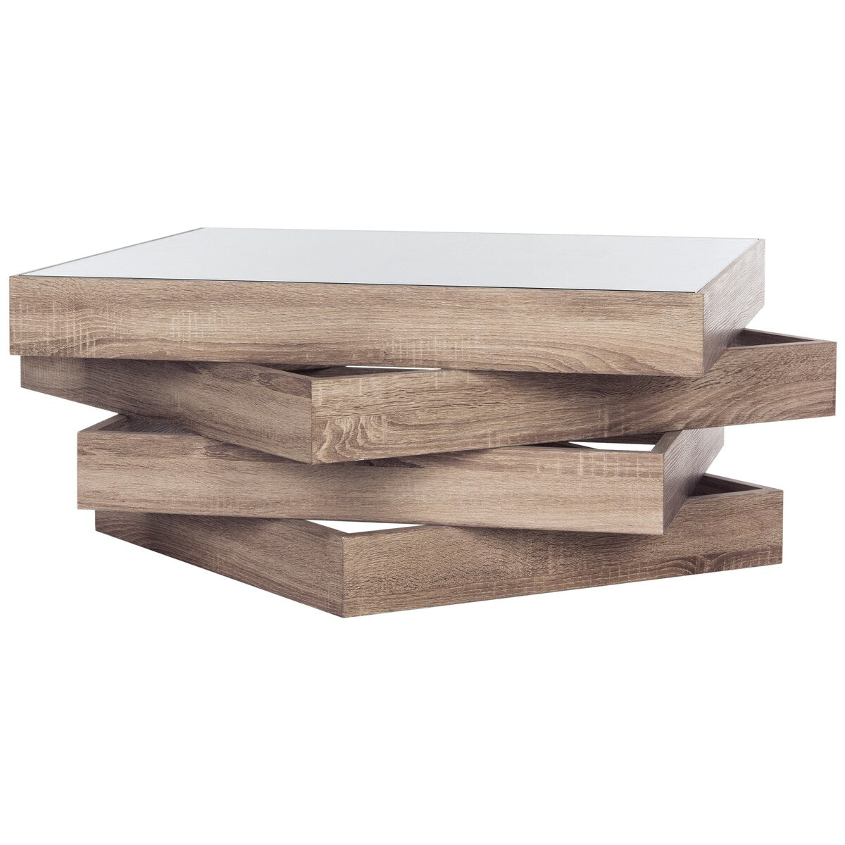 SAFAVIEH Evon Modern Geometric Stacked Wood Coffee Table - 33.5" x 33.5" x 15.8" - 34Wx34Dx16H