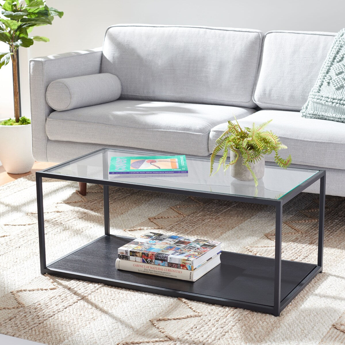 SAFAVIEH Faranaz Lower Shelf Living Room Coffee Table - 39.4" W x 19.7" L x 16.5" H - 39Wx20Dx17H