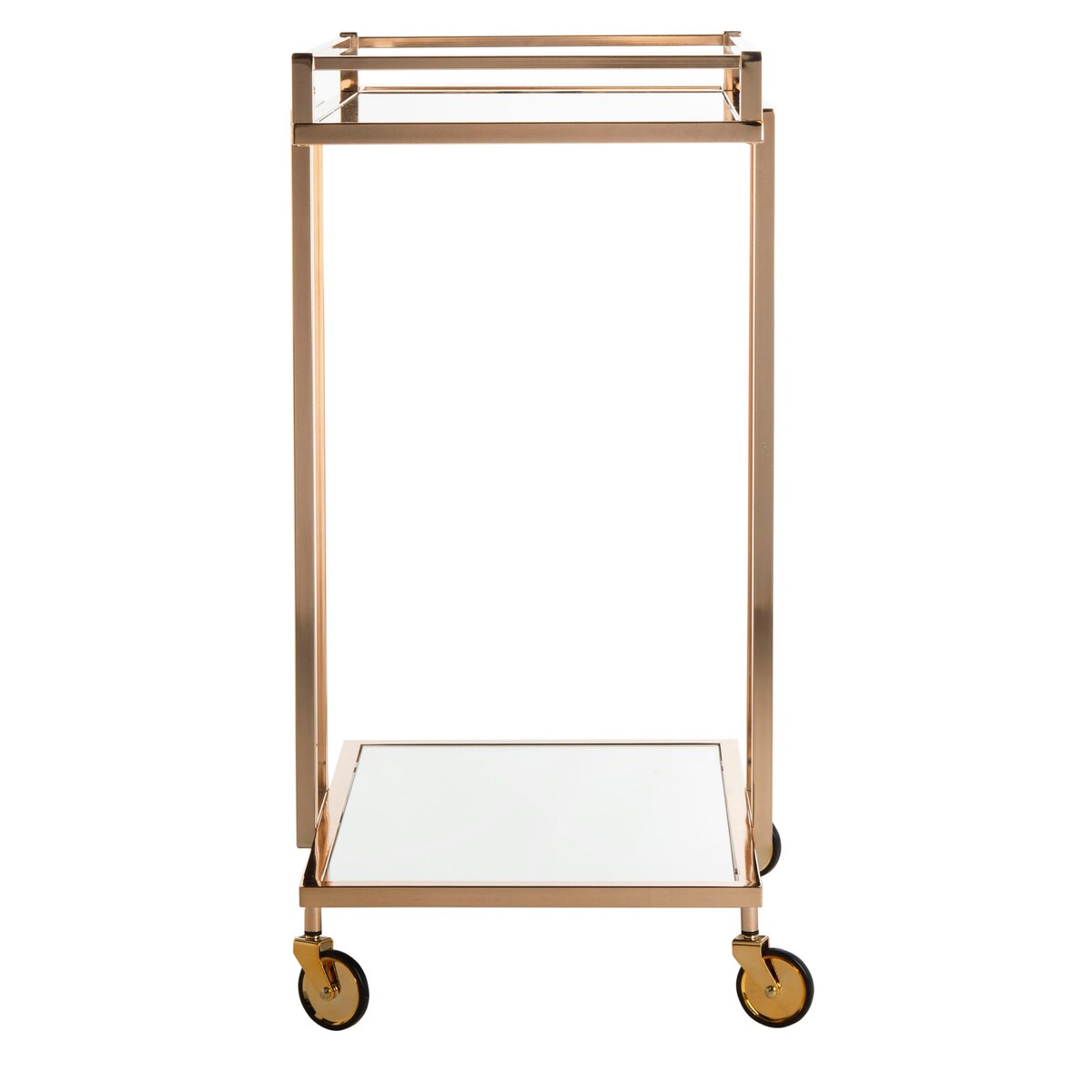 SAFAVIEH Fawzia 2-Tier Bar Cart-Gold / Mirror - 28.9" x 16.5" x 32.9" - 29Wx17Dx33H