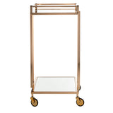 SAFAVIEH Fawzia 2-Tier Bar Cart-Gold / Mirror - 28.9" x 16.5" x 32.9" - 29Wx17Dx33H