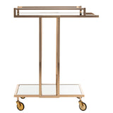 SAFAVIEH Fawzia 2-Tier Bar Cart-Gold / Mirror - 28.9" x 16.5" x 32.9" - 29Wx17Dx33H