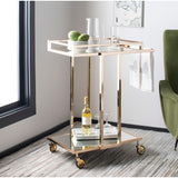 SAFAVIEH Fawzia 2-Tier Bar Cart-Gold / Mirror - 28.9" x 16.5" x 32.9" - 29Wx17Dx33H