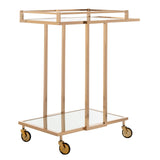 SAFAVIEH Fawzia 2-Tier Bar Cart-Gold / Mirror - 28.9" x 16.5" x 32.9" - 29Wx17Dx33H