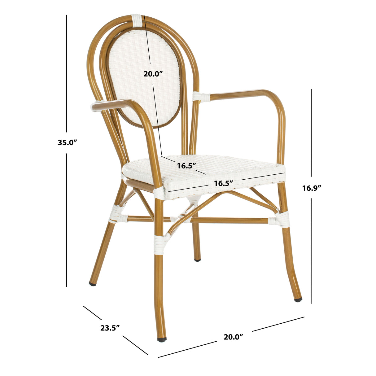 SAFAVIEH Felicity French Bistro Stacking Arm Chair (Set of 2) - 20W x 35D x 24H