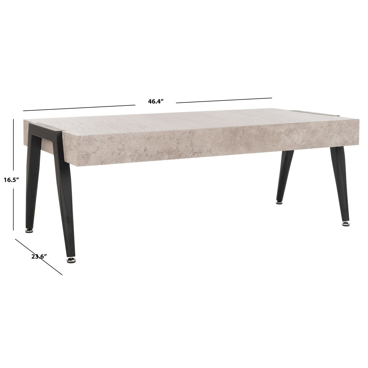 SAFAVIEH Ferne Light Grey/ Black Coffee Table - 46.4" x 23.6" x 16.5" - 46Wx24Dx17H