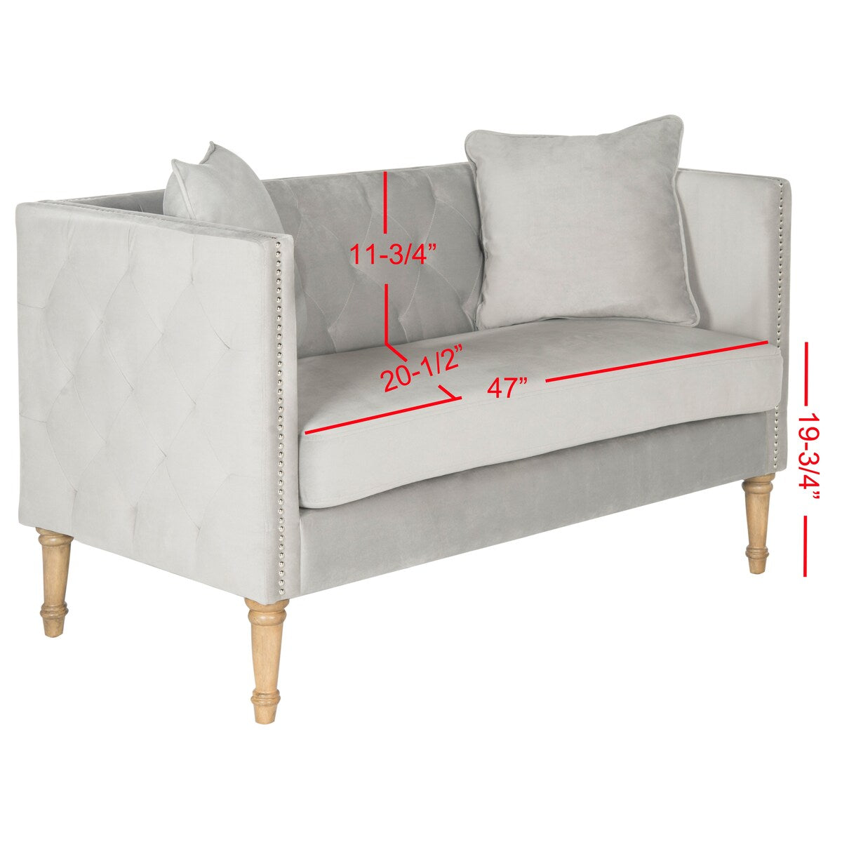 SAFAVIEH Firmine Tufted Settee - 53" x 28.8" x 31.5" - 53Wx29Dx32H