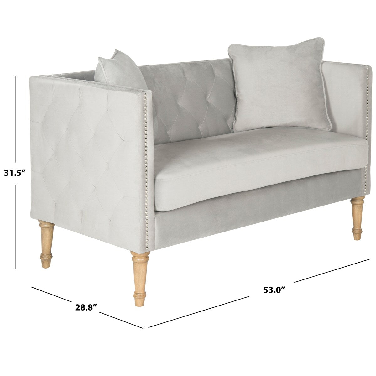 SAFAVIEH Firmine Tufted Settee - 53" x 28.8" x 31.5" - 53Wx29Dx32H