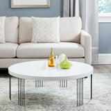 SAFAVIEH Fleurine Mid-Century Modern White Lacquer Coffee Table - 37.4" x 37.4" x 13.8" - 37Wx37Dx14H