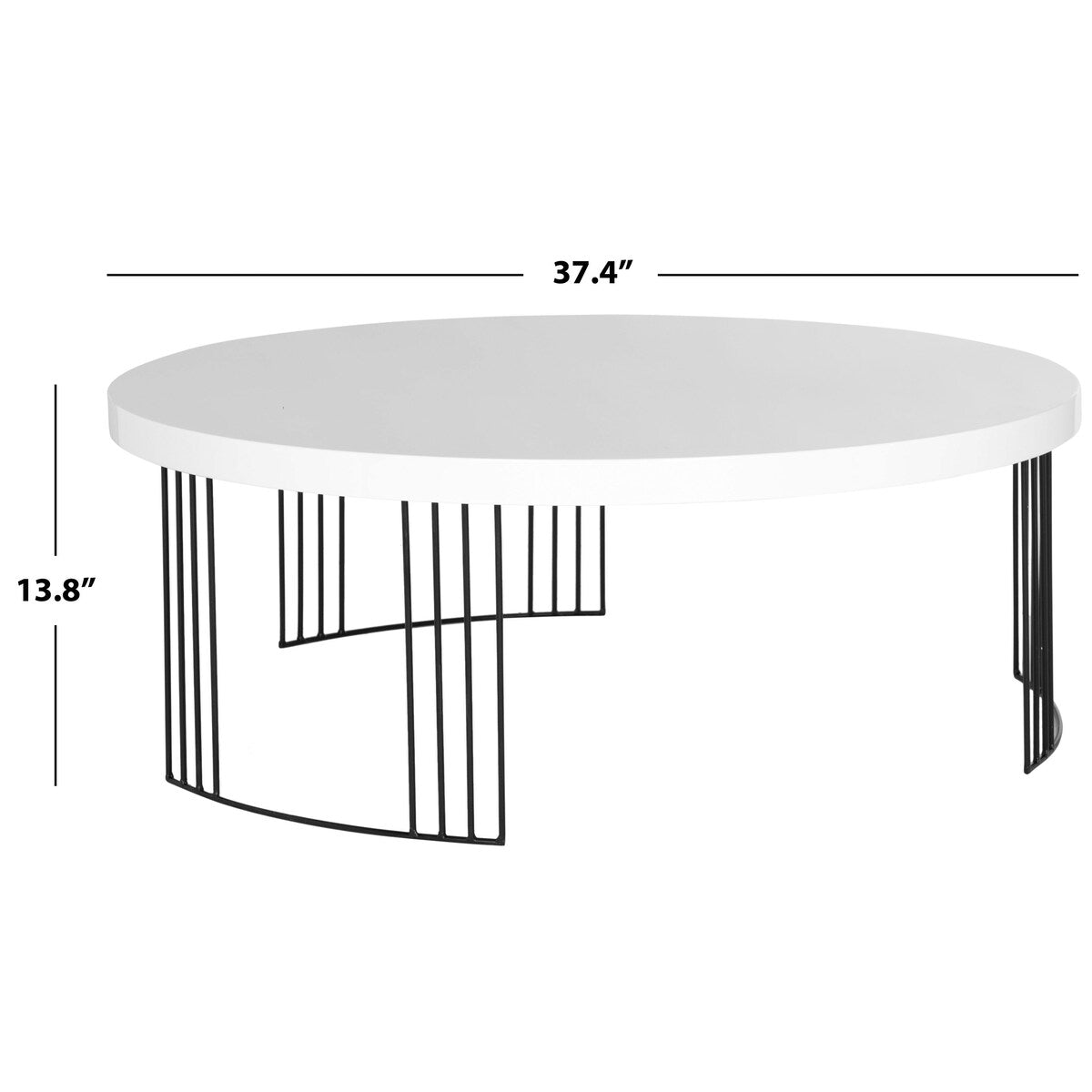 SAFAVIEH Fleurine Mid-Century Modern White Lacquer Coffee Table - 37.4" x 37.4" x 13.8" - 37Wx37Dx14H