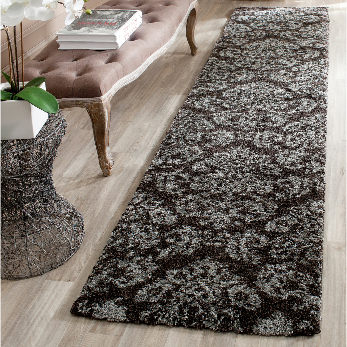 SAFAVIEH Florida Shag Aurkene Floral Damask 1.2-inch Thick Rug