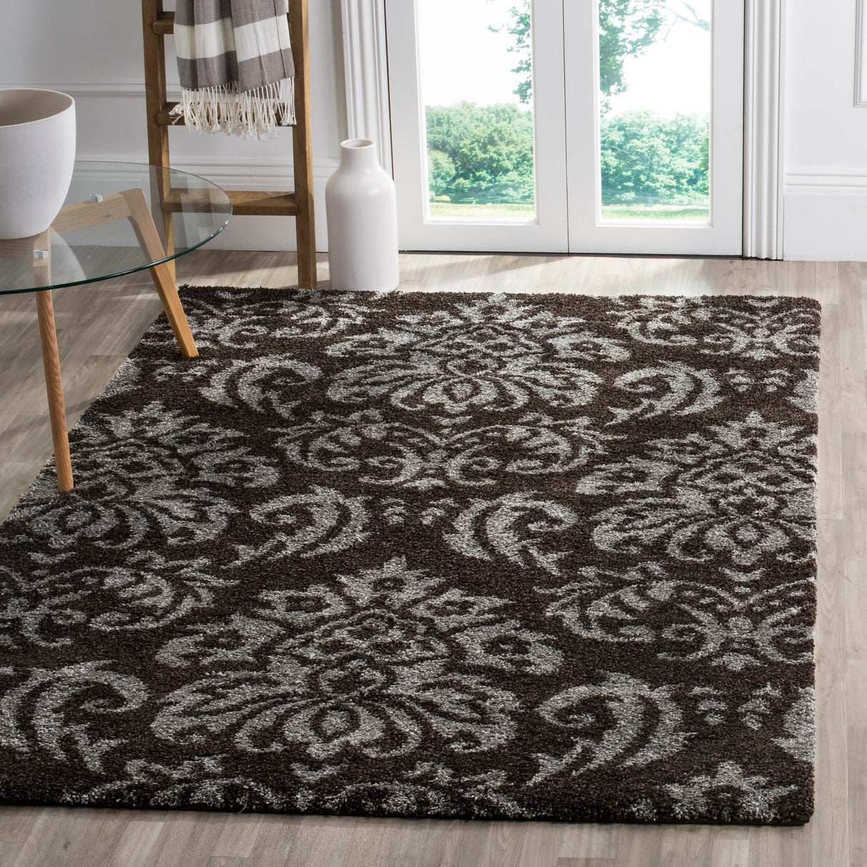 SAFAVIEH Florida Shag Aurkene Floral Damask 1.2-inch Thick Rug