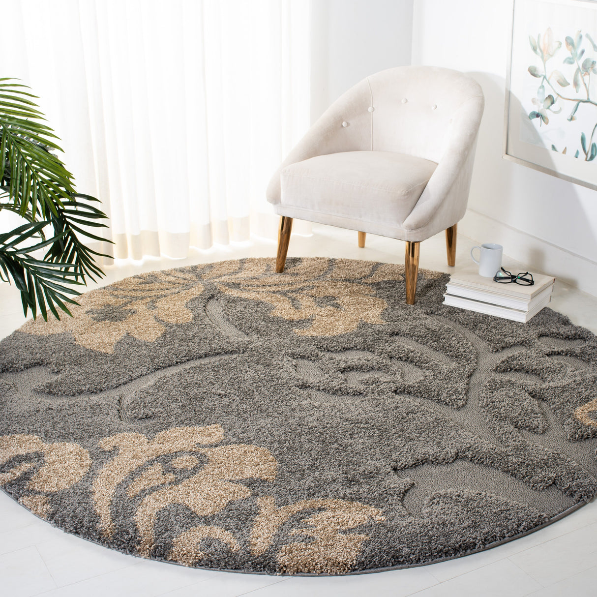 SAFAVIEH Florida Shag Kristrin Floral 1.2-inch Thick Rug