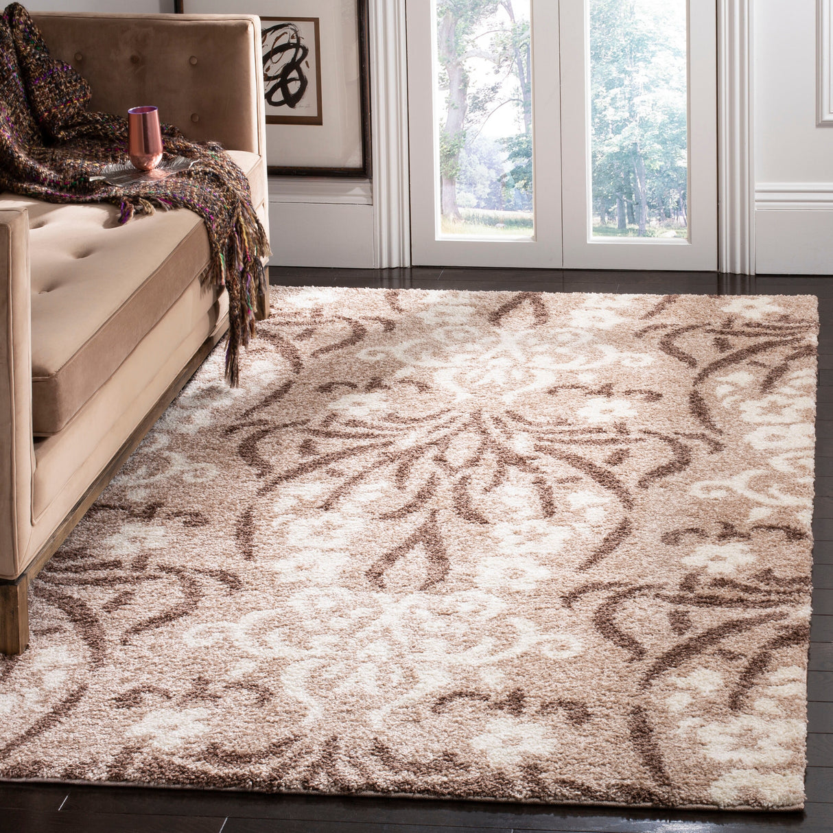 SAFAVIEH Florida Shag Niloufar Damask 1.2-inch Thick Rug