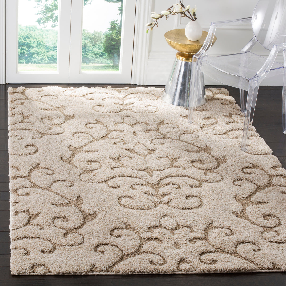 SAFAVIEH Florida Shag Tjabbe Scroll Area 1.2-inch Thick Rug