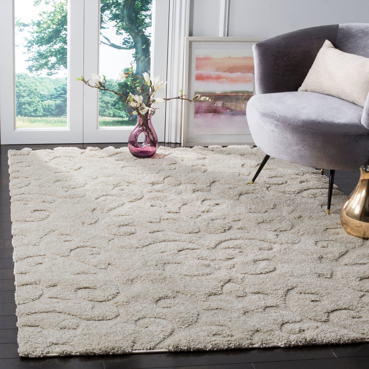 SAFAVIEH Florida Shag Tjabbe Scroll Area 1.2-inch Thick Rug