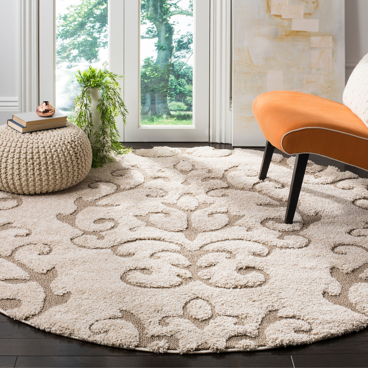 SAFAVIEH Florida Shag Tjabbe Scroll Area 1.2-inch Thick Rug