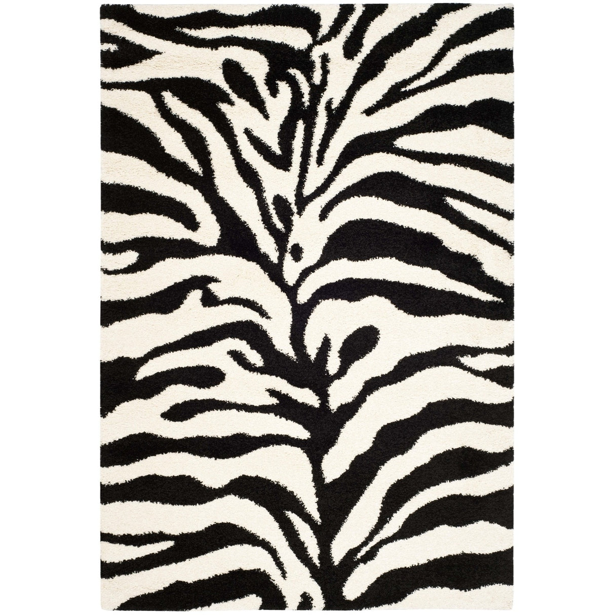 SAFAVIEH Florida Shag Vitchka Zebra Animal Print 1.2-inch Thick