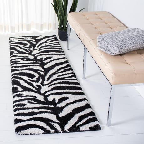 SAFAVIEH Florida Shag Vitchka Zebra Animal Print 1.2-inch Thick