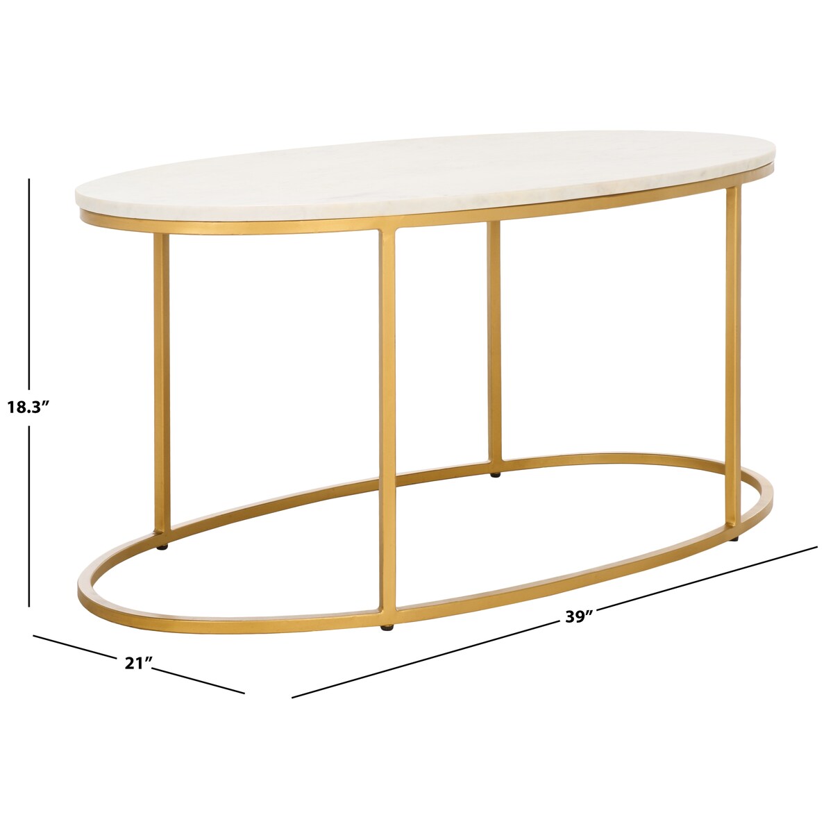 SAFAVIEH Florine Marble Coffee Table (Fully Assembled) - 39 In. W x 21 In. D x 18.3 In. H - 39Wx21Dx18H