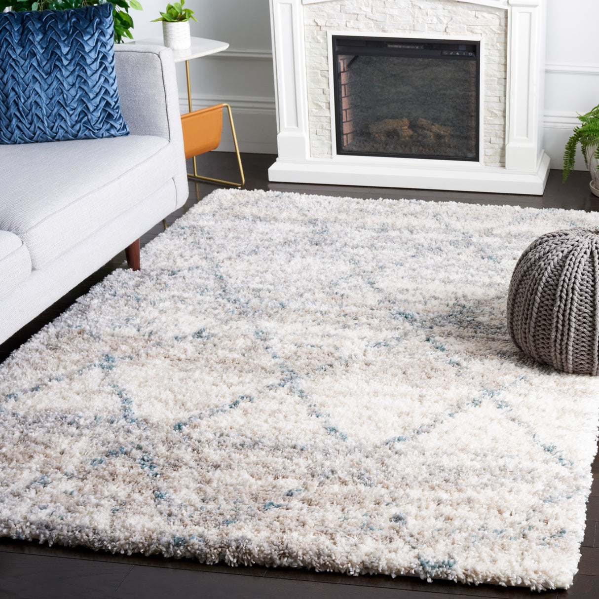 SAFAVIEH Fontana Shag Marye Modern Trellis 2-inch Thick Rug